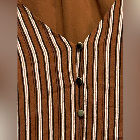 Loft striped dress with side ties boho Women’s size 4 V-neck - Picture 4 of 16